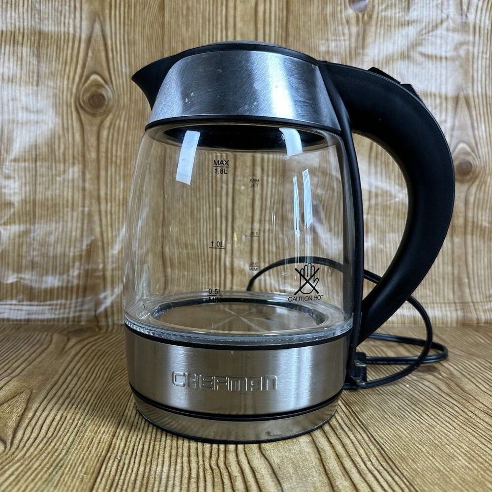 Chefman RJ11-17-TI Glass Electric Kettle 1.8L Cordless Tea Kettle Tested Works